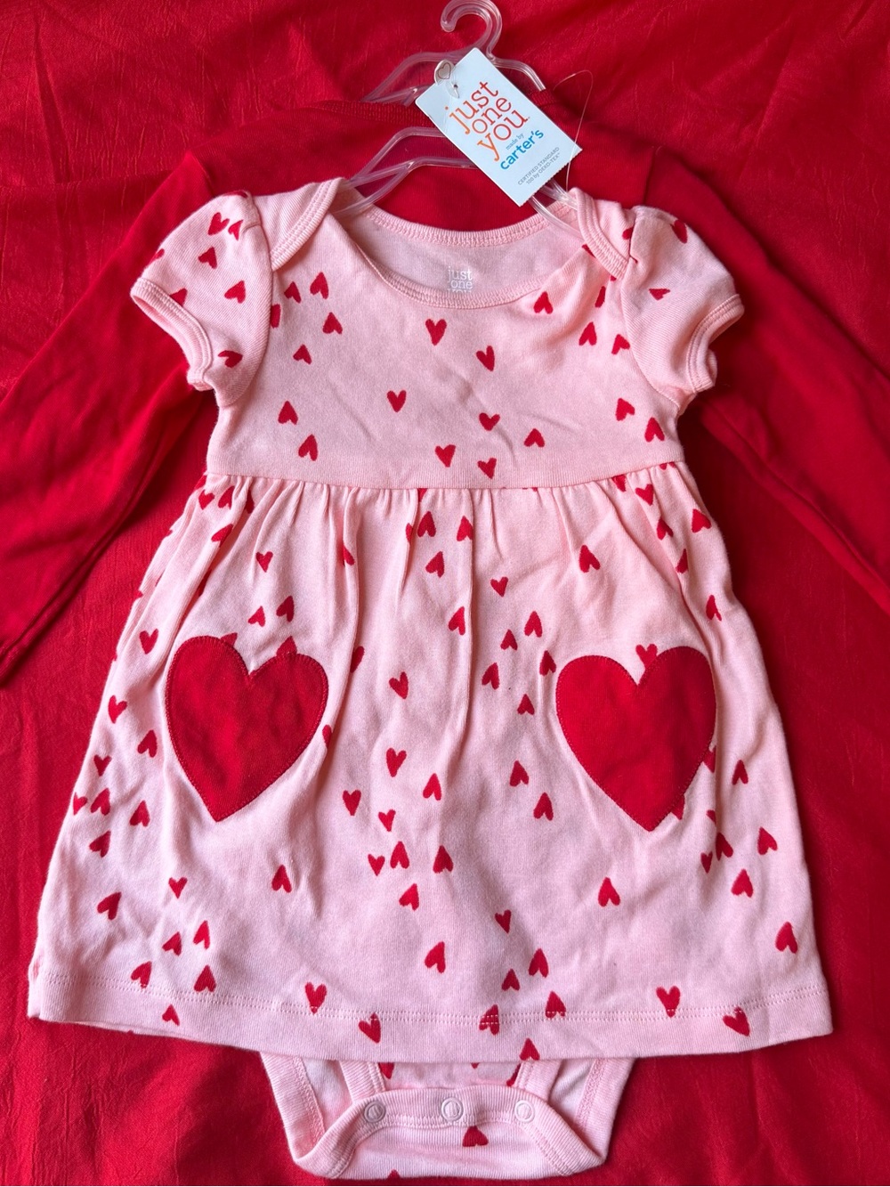 Carters Pink Dress with Red Heart Accents
